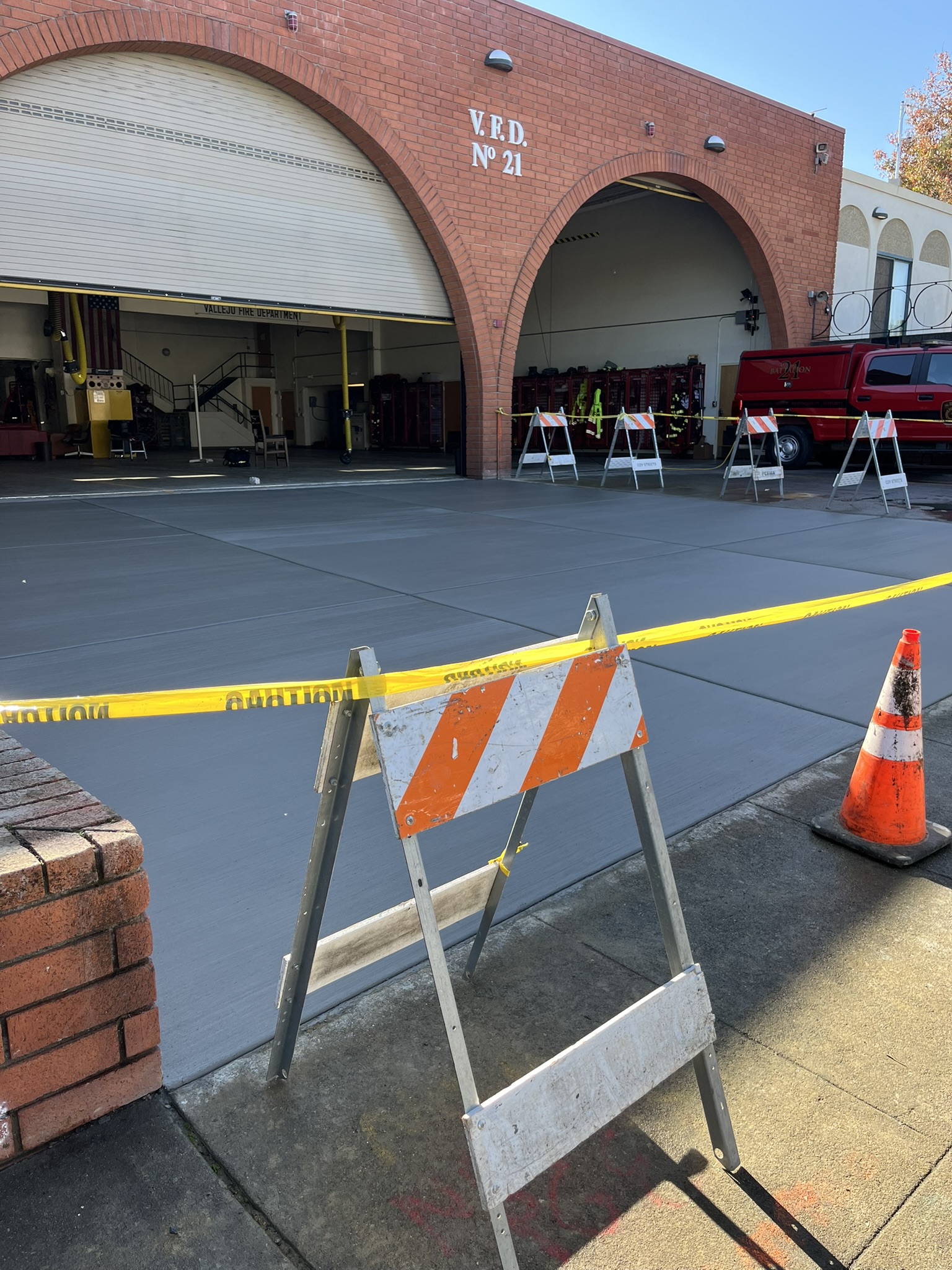 Fire station driveway