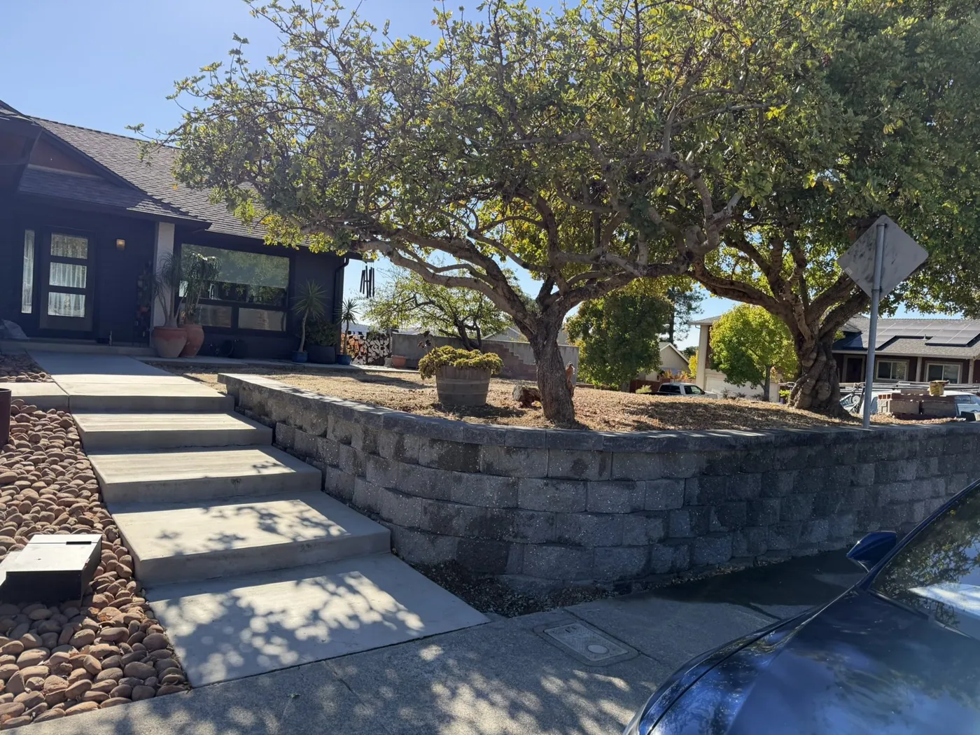 Block retaining wall and steps by ECI